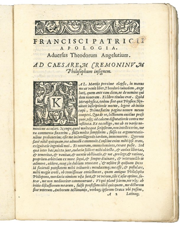 Francisci Patricii Apologia. Contra calumnias Theodori Angelutij eiusque novae sententiae …