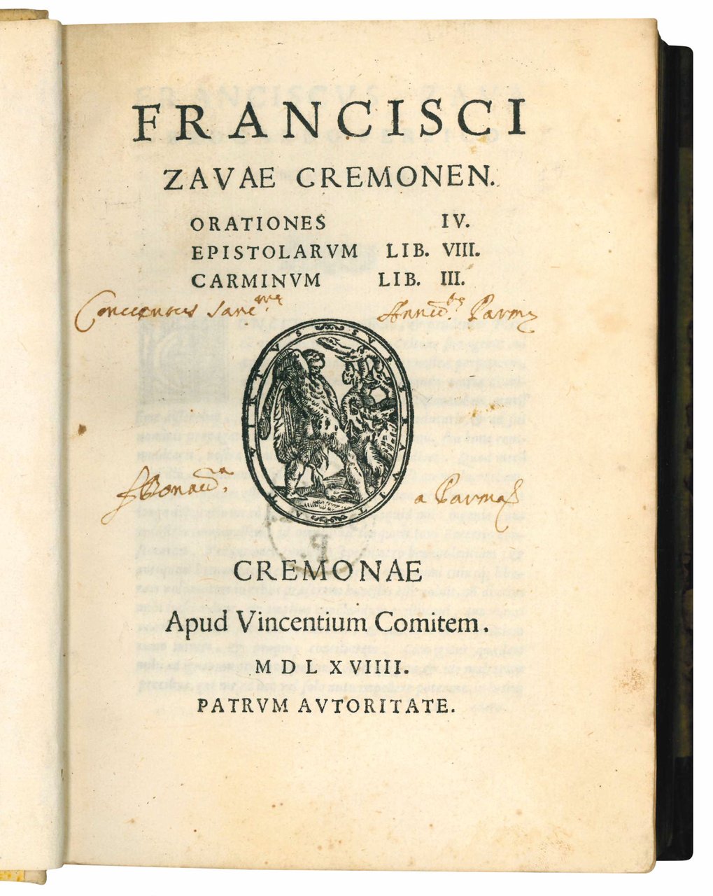 Francisci Zavae Cremonen. Orationes IV. Epistolarum lib. VIII. Carminum lib. …