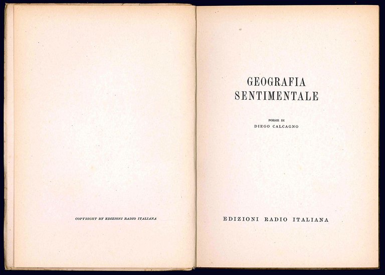 Geografia sentimentale. Poesie di Diego Calcagno.