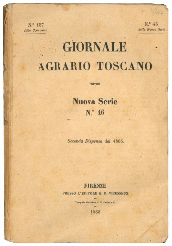Giornale agrario toscano. Nuova serie n. 46. Seconda dispensa del …