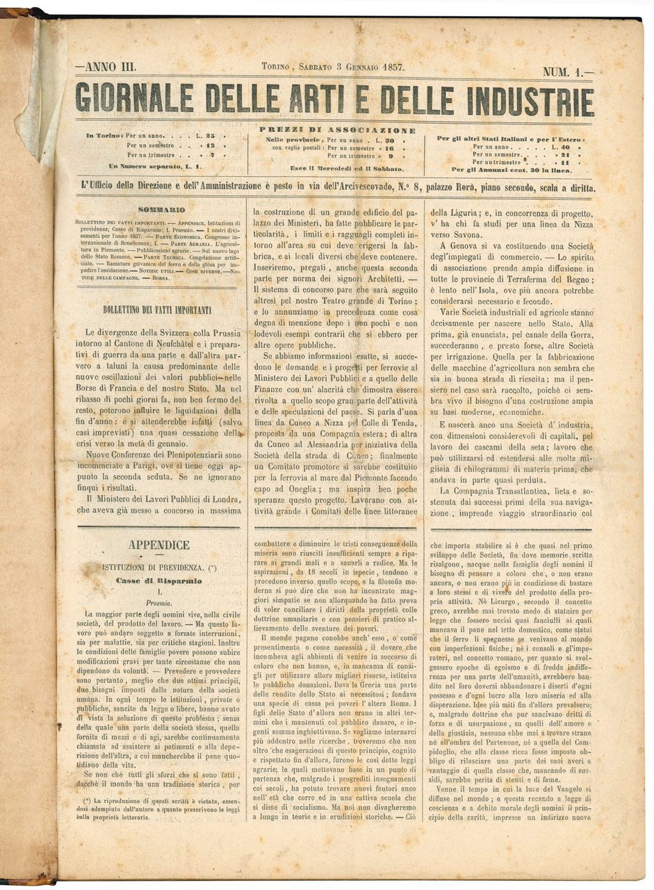 Giornale delle arti e delle industrie. Anno III.
