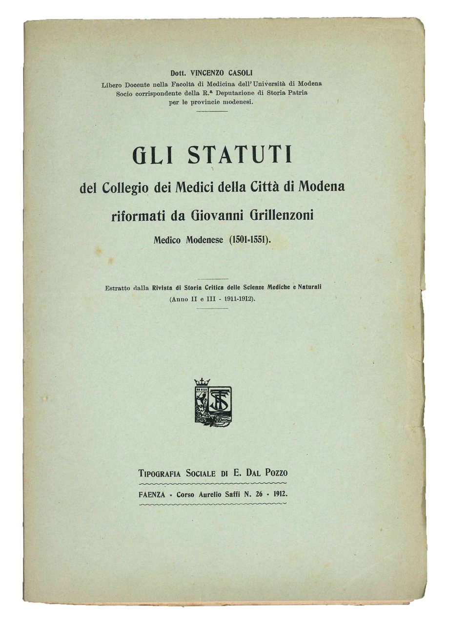 Gli statuti del Collegio dei Medici della Città di Modena, … | Immagine principale