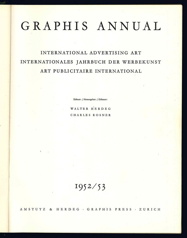 Graphis annual. International advertising art. 1952/53.