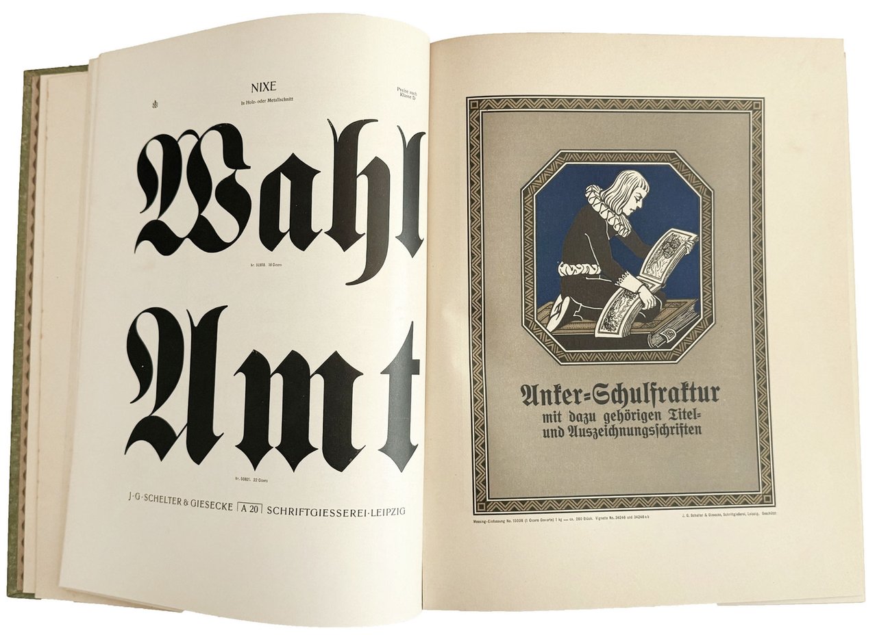 Hauptprobe J.G. Schelter & Giesecke Leipzig. 1.Band ~ Schriften Messinglinien …