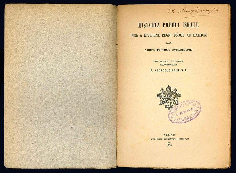 Historia populi Israel inde a divisione regni usque ad exilium …