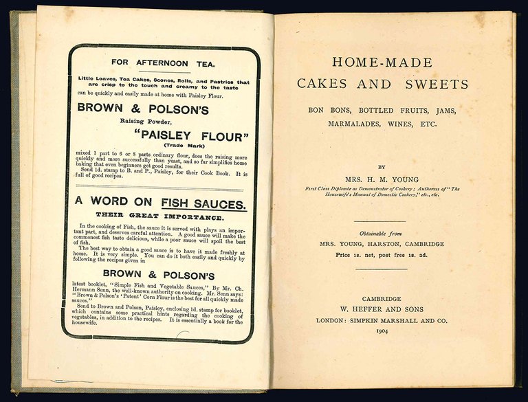 Home-made, cakes and sweets. Bon bons, bottled fruits, jams, marmalades, …