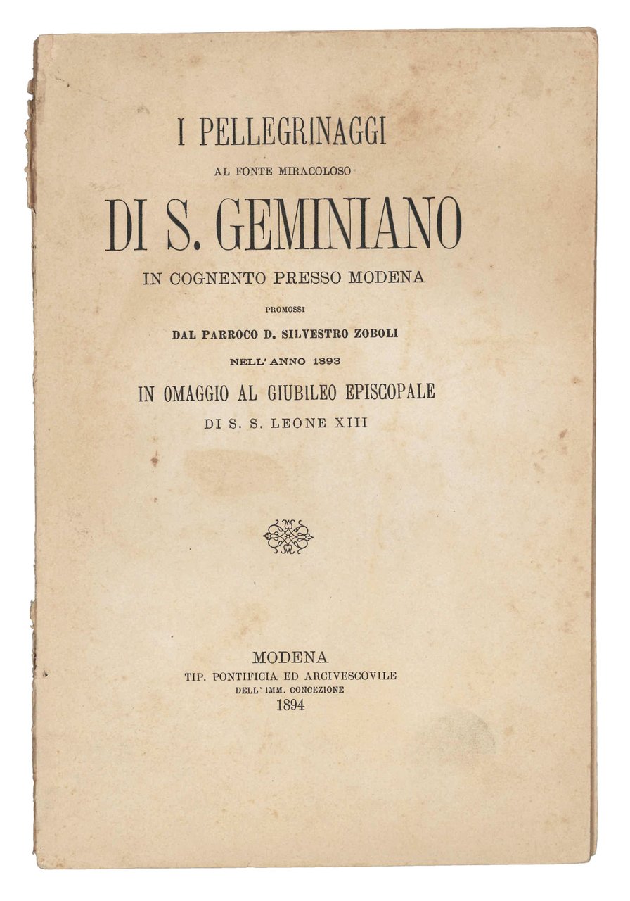 I pellegrinaggi al fonte miracoloso di S. Geminiano in Cognento … | Immagine principale