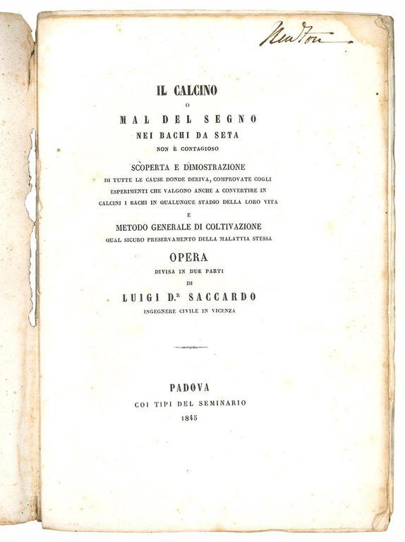 Il calcino o mal del segno nei bachi da seta …