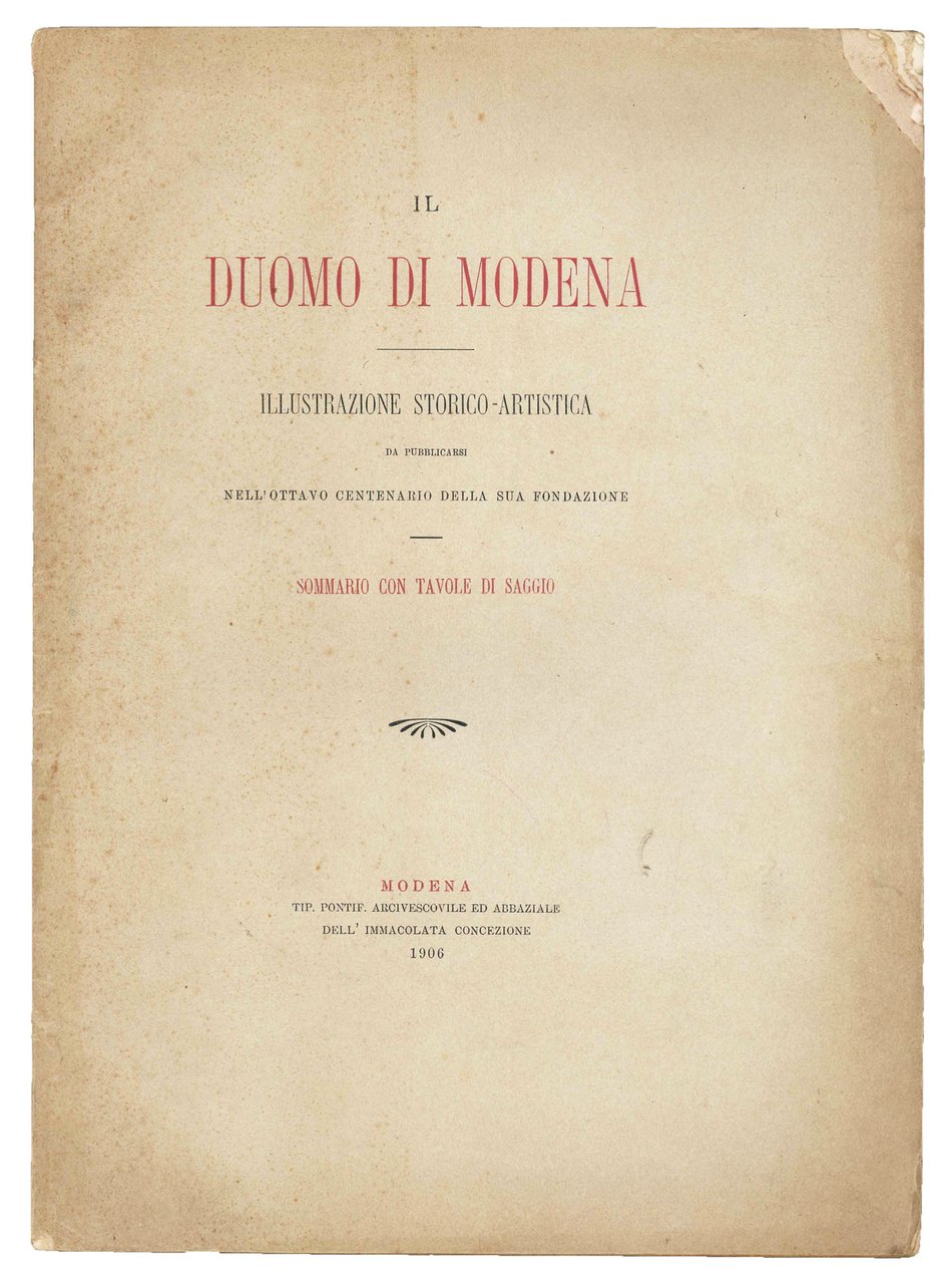 Il duomo di Modena. Illustrazione storico-artistica da pubblicarsi nell'ottavo centenario … | Immagine principale