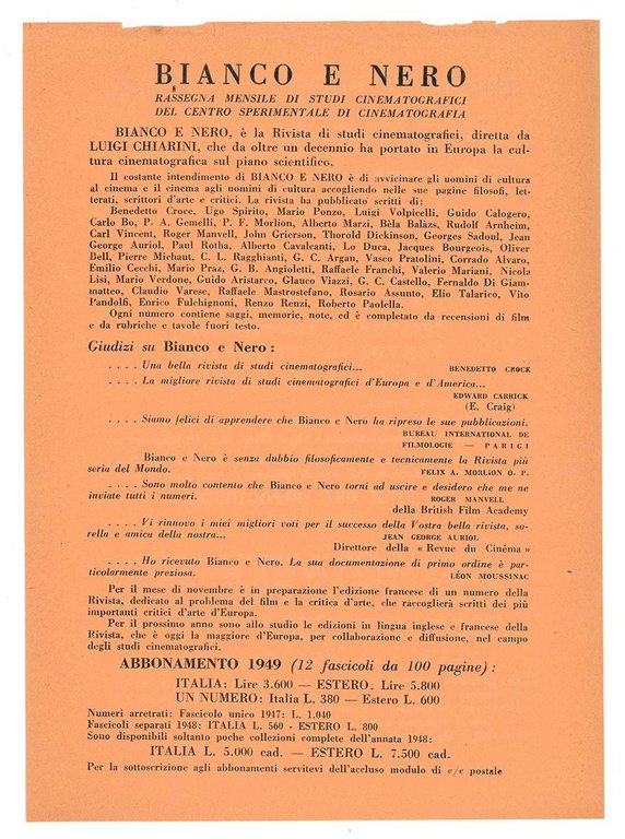 Il film del dopoguerra 1945-1949.