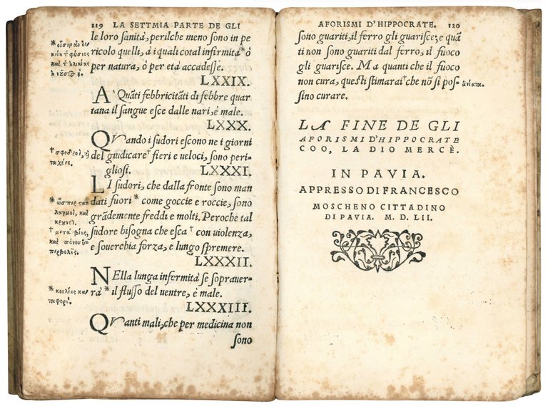 Il giuramento e le sette parti de gli aforismi d'Hippocrate …
