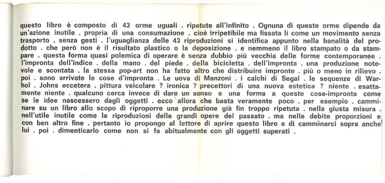 Impronte n. 43 di Claudio Parmiggiani. Testo di Vincenzo Agnetti.