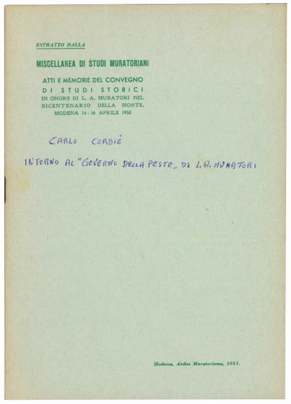 Intorno al "Governo della peste" di L. A. Muratori (con …
