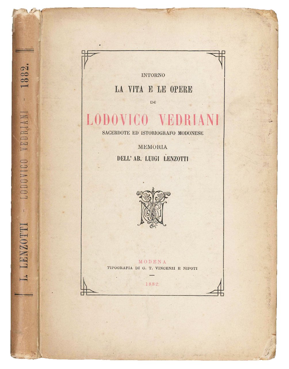 Intorno la vita e le opere di Lodovico Vedriani, sacerdote … | Immagine principale