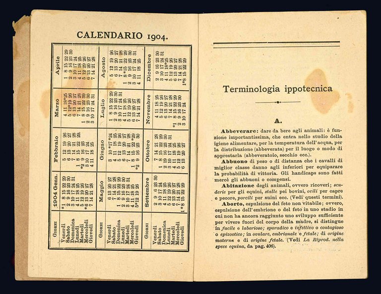 IX^ Calendario del giornale d'ippologia.