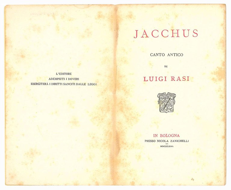 Jacchus. Canto antico.