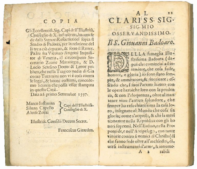 L'Appollo favorevole, tragicomedia politica, di Iacomo Turamini dedicata al Clariss. …