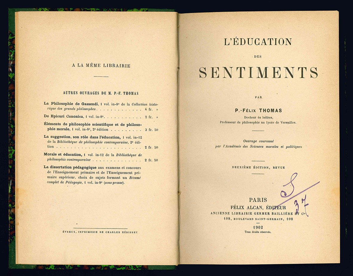 L'éducation des sentiments. Deuxième édition, revue.