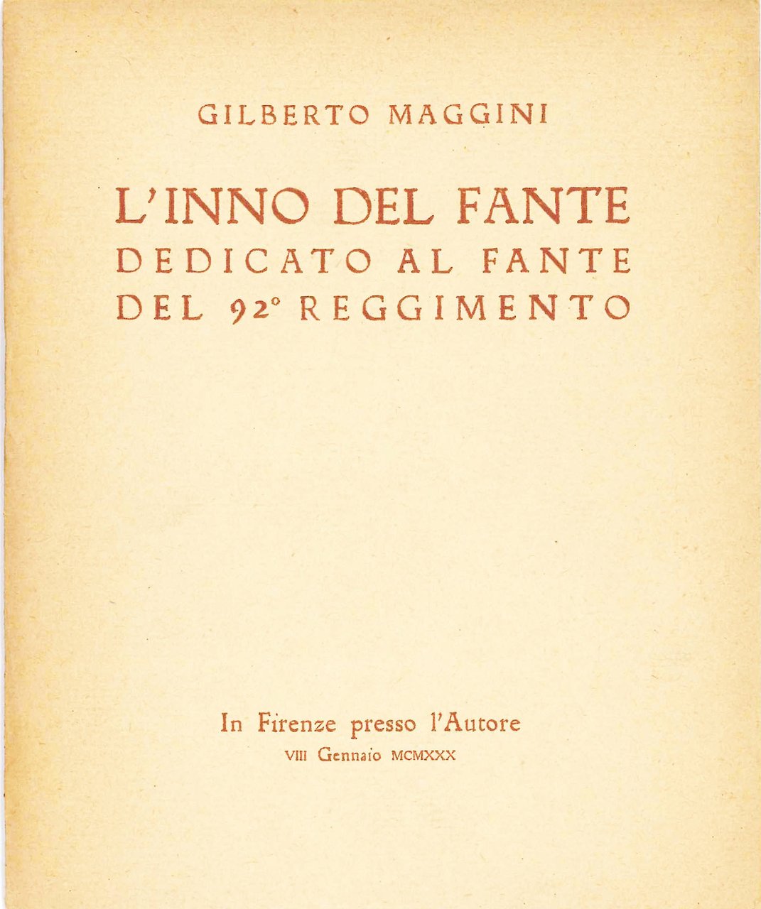L'inno del fante, dedicato al fante del 92^ reggimento. | Immagine principale