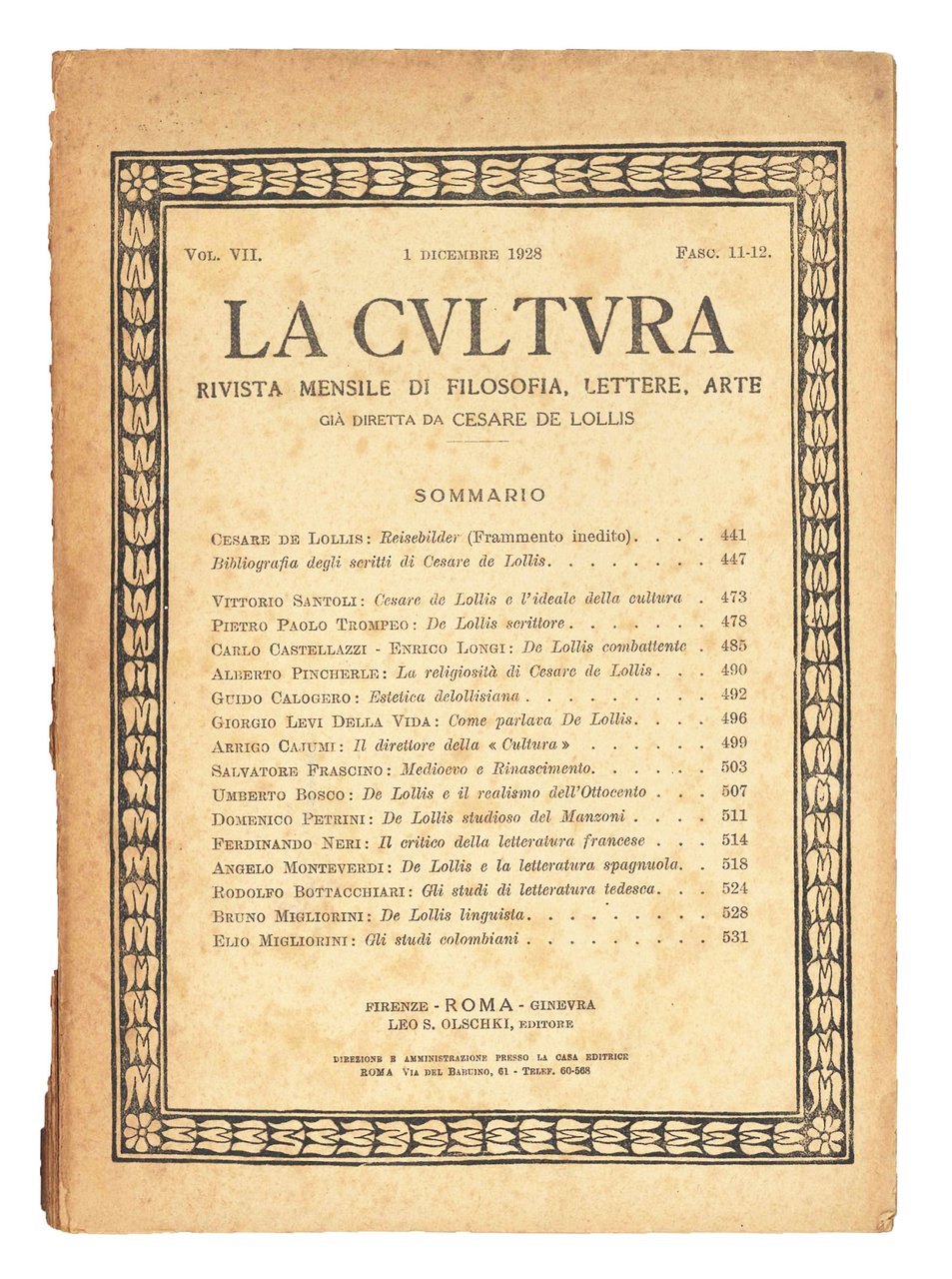 La cultura. Rivista mensile di filosofia, lettere, arte. Vol. VII … | Immagine principale