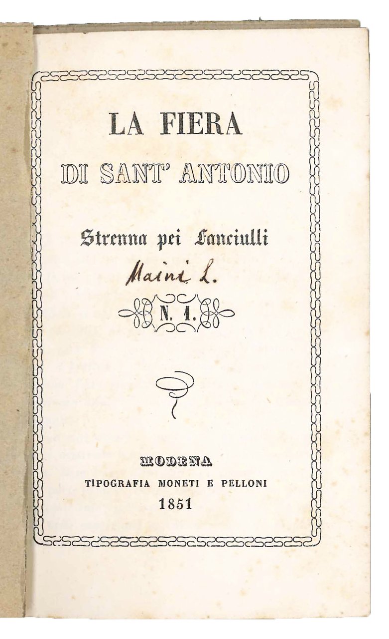 La fiera di Sant'Antonio. Strenna pei fanciulli. | Immagine principale