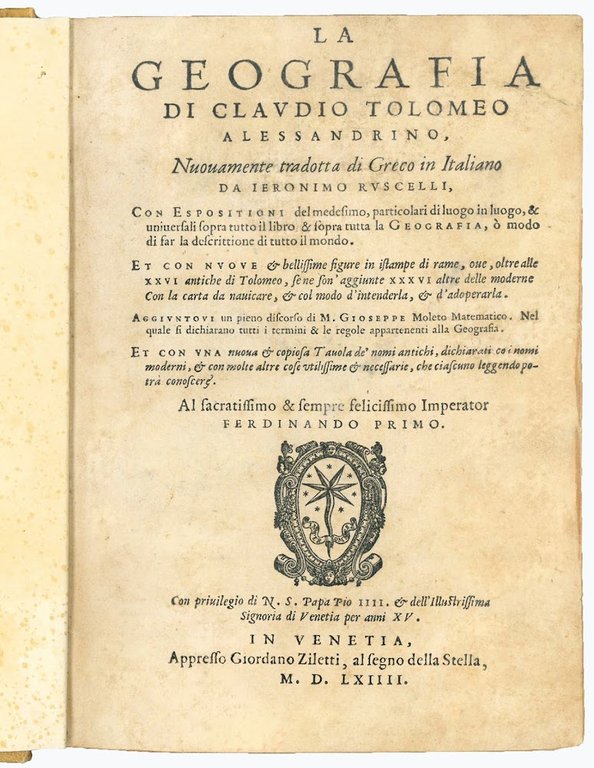 La geografia di Claudio Tolomeo alessandrino, nuovamente tradotta di greco …