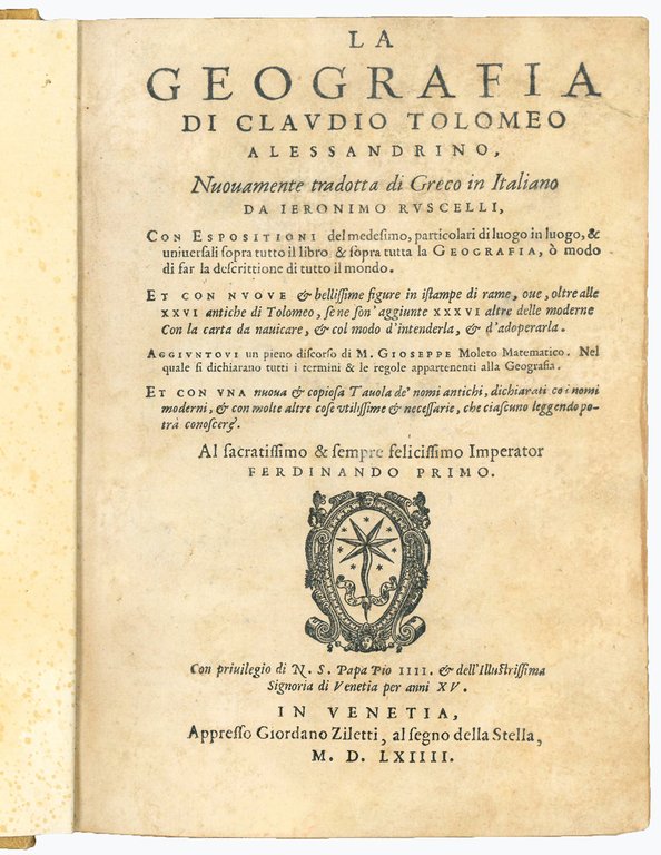 La geografia di Claudio Tolomeo alessandrino, nuovamente tradotta di greco …