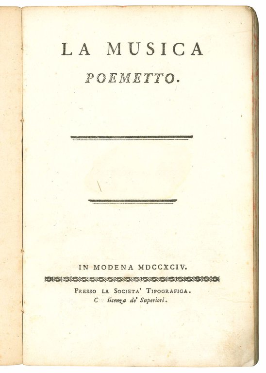 La musica. Poemetto.