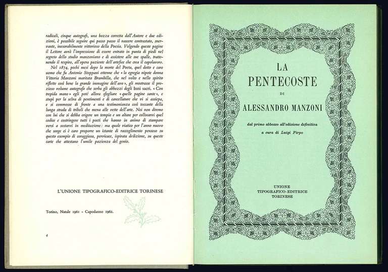 La Pentecoste di Alessandro Manzoni dal primo abbozzo all'edizione definitiva …