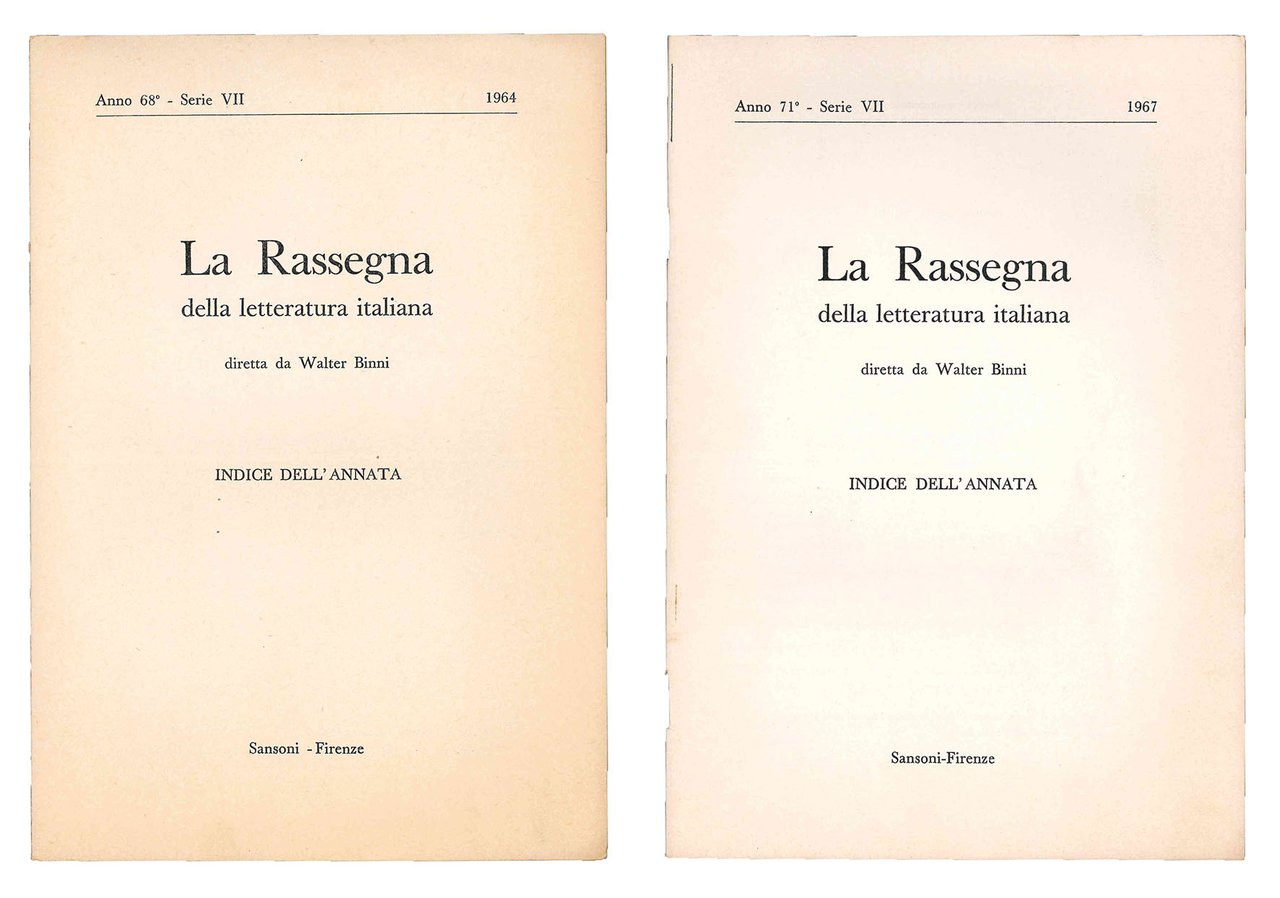La rassegna della letteratura italiana. Lotto di 12 fascicoli: 1953, … | Immagine principale