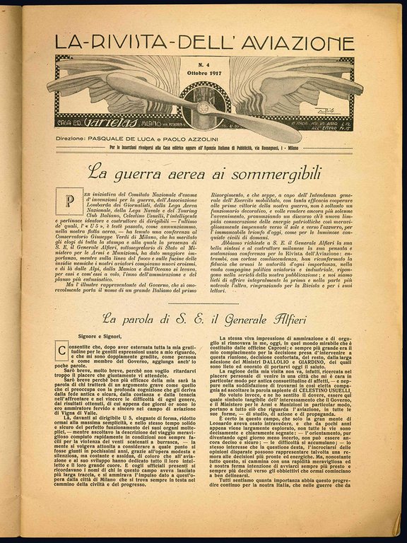 La Rivista dell'Aviazione. Mensile. Illustrata. Anno I - N. 4. …