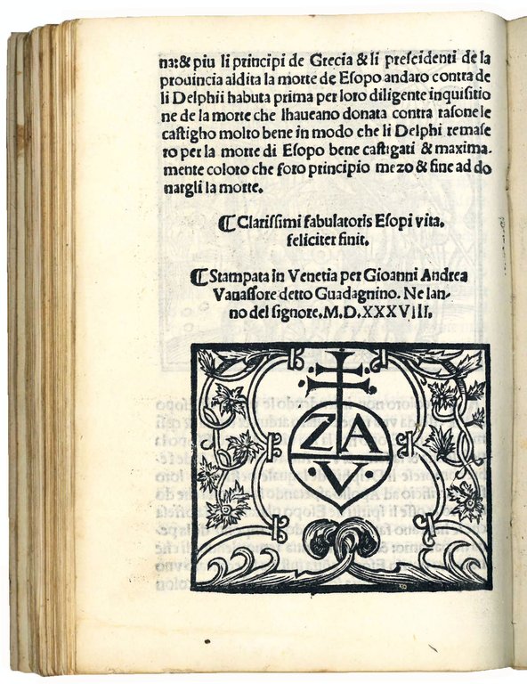 La vita di Esopo historiata. Colophon: Stampata in Venetia per …