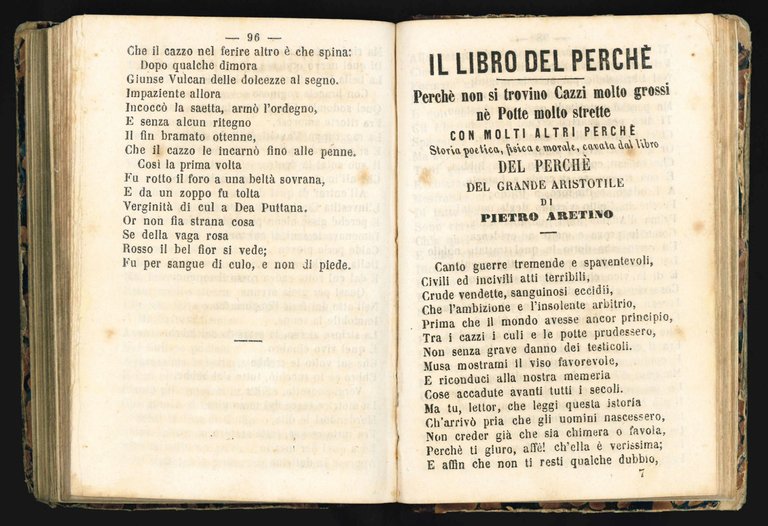 Le Meretrici Aristocratiche di Pietro Aretino. N.pl., n.pr, 1866. [Bound …