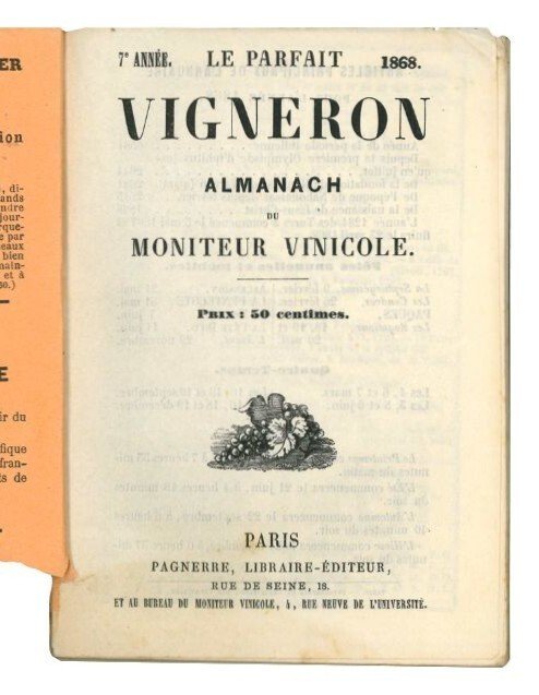 Le parfait vigneron. Almanach du Moniteur vinicole. Septième année.
