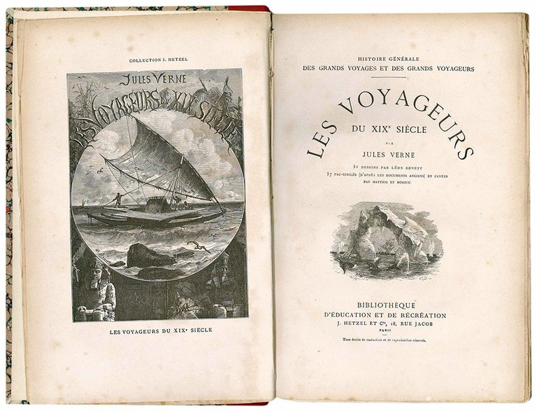 Les voyageurs du XIX^ siècle par Jules Verne 51 dessins …
