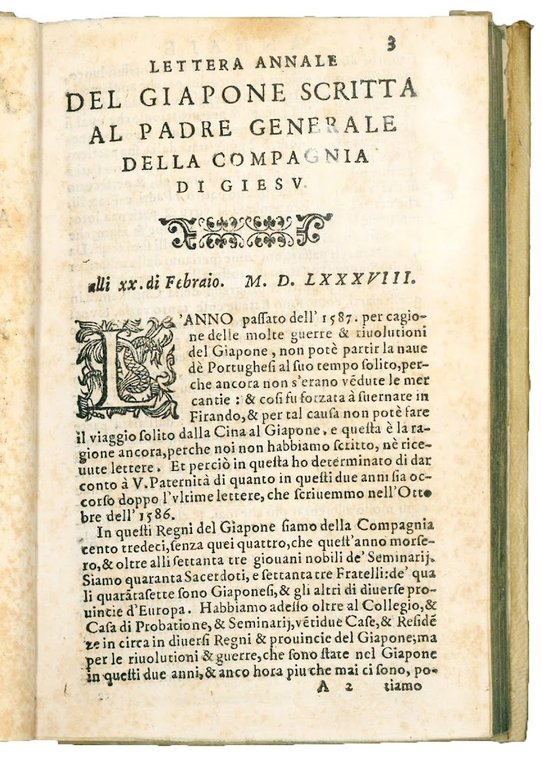 Lettera annale del Giapone scritta al Padre Generale della Gompagnia …