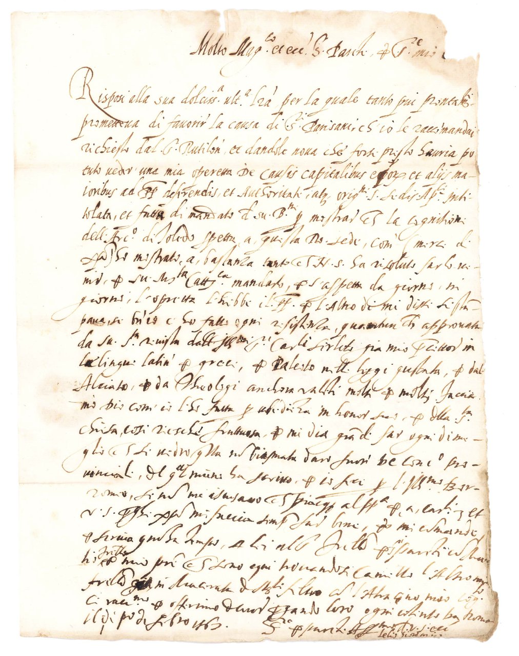 Lettera autografa firmata e datata in cui l'autore annuncia l'imminente … | Immagine principale