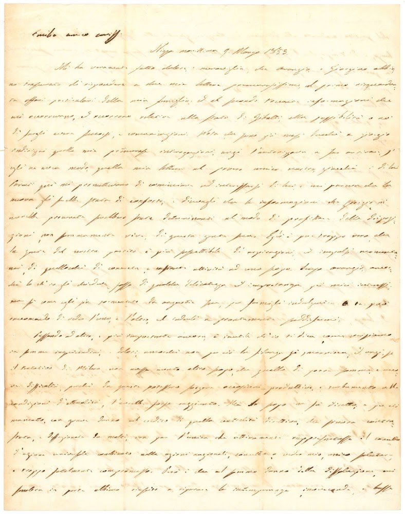 Lettera autografa firmata indirizzata ad un non meglio specificato "Emilio …