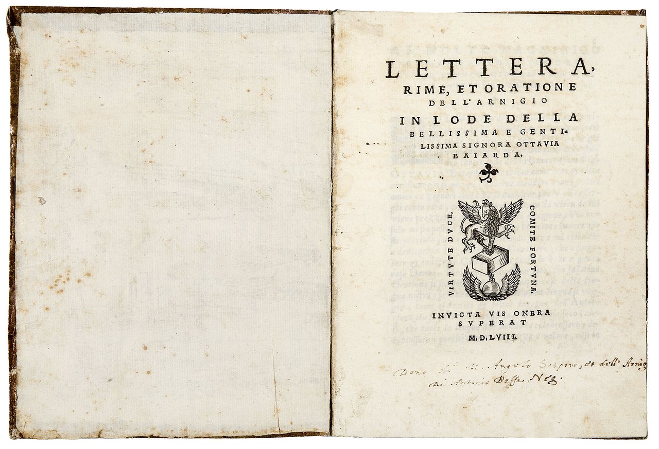 Lettera, rime, et oratione dell'Arnigio in lode della bellissima e …