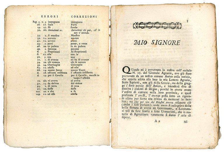 Lettera seconda agraria, scritta da un proprietario in villa ad …