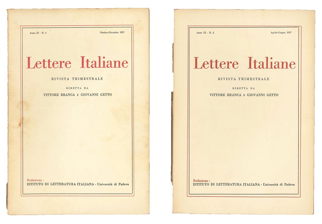 Lettere italiane. Rivista trimestrale diretta da Vittore Branca e Giovanni … | Immagine principale