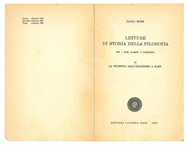 Letture di storia della filosofia per licei classici e scientifici. …