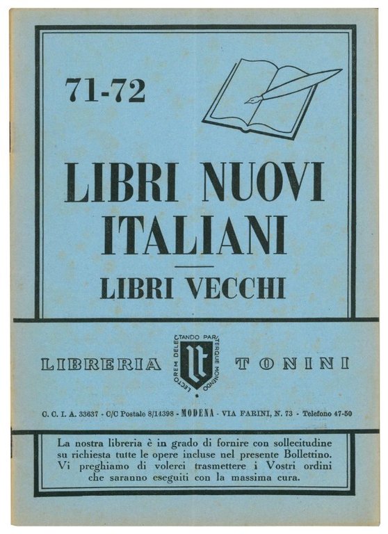 Libri nuovi italiani, libri vecchi. 34 pubblicazioni dal nr. 33 …