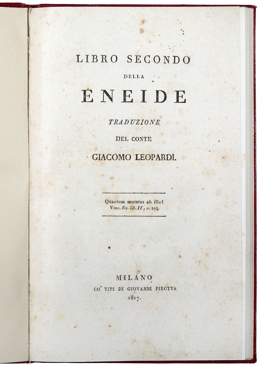 Libro secondo della Eneide traduzione del conte Giacomo Leopardi
