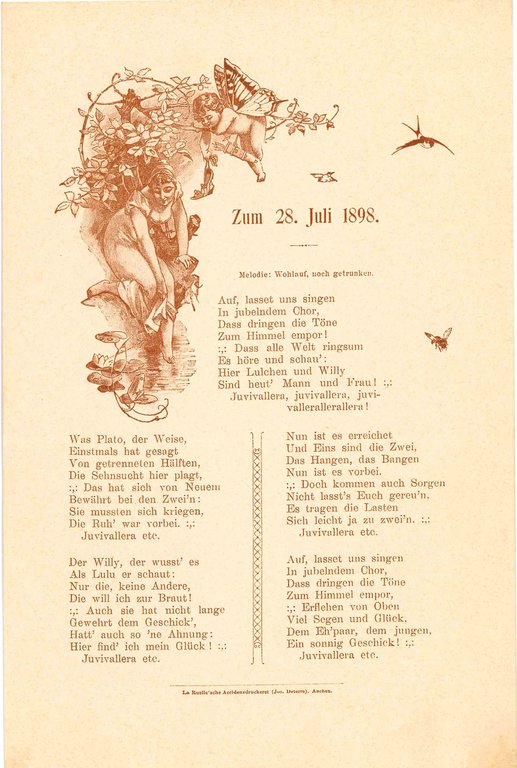 Lieder gesungen zur Hochzeits-Feier von Willy Wien und Lulu Mehler. | Immagine Gallery 2
