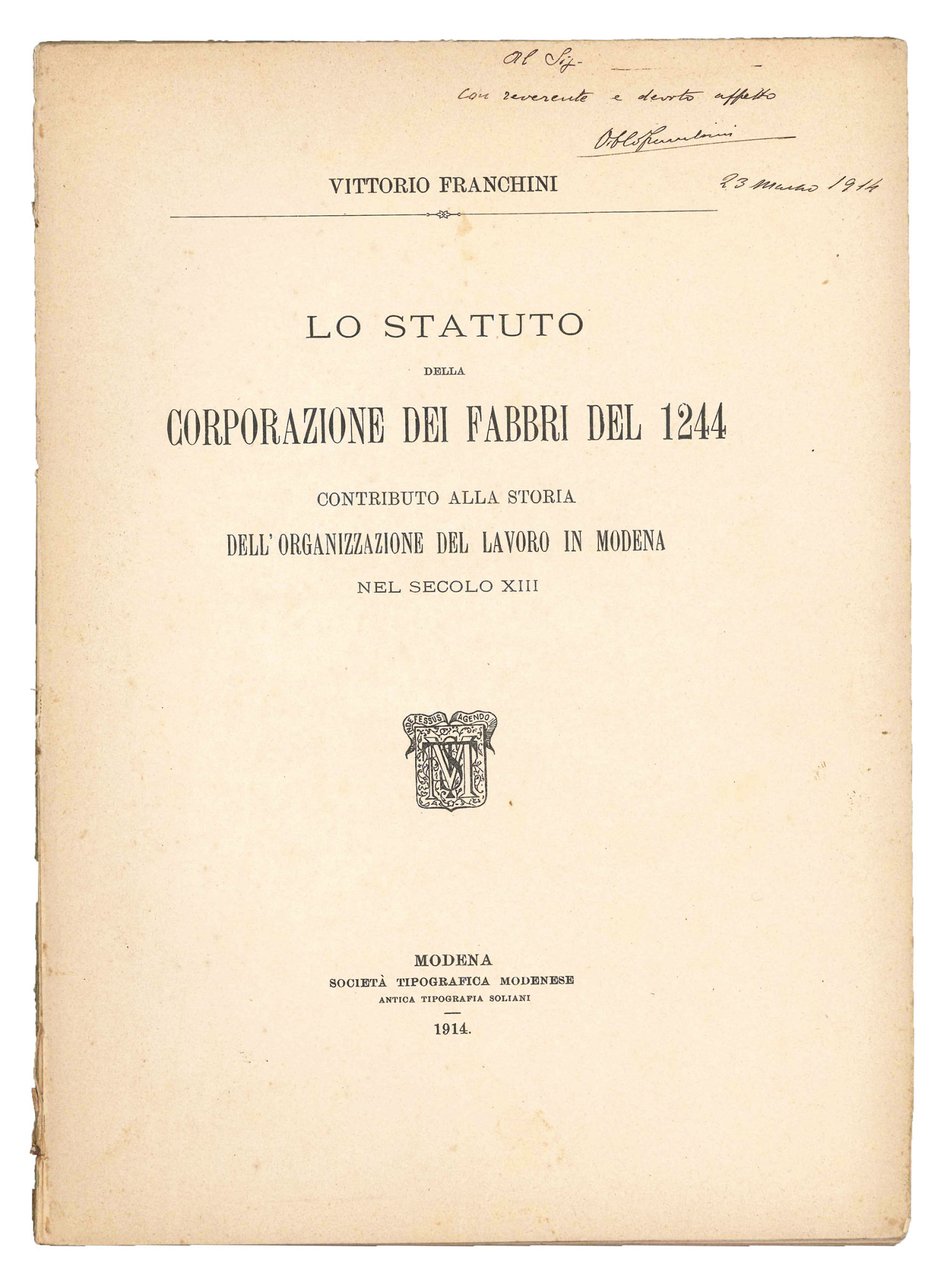 Lo statuto della Corporazione dei Fabbri del 1244. Contributo alla … | Immagine principale