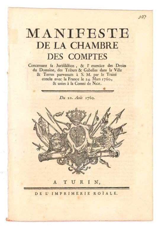 Lotto di 18 bandi della Camera dei Conti pubblicati dalla …