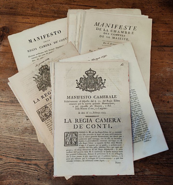 Lotto di 18 bandi della Camera dei Conti pubblicati dalla …