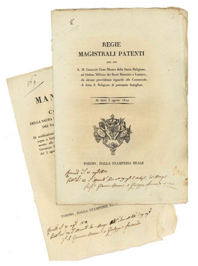 Lotto di 2 manifesti sulle regie magistrali patenti richieste dall'ordine …