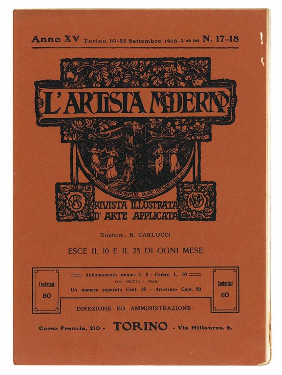 Lotto di sedici numeri della rivista "L'artista moderno".